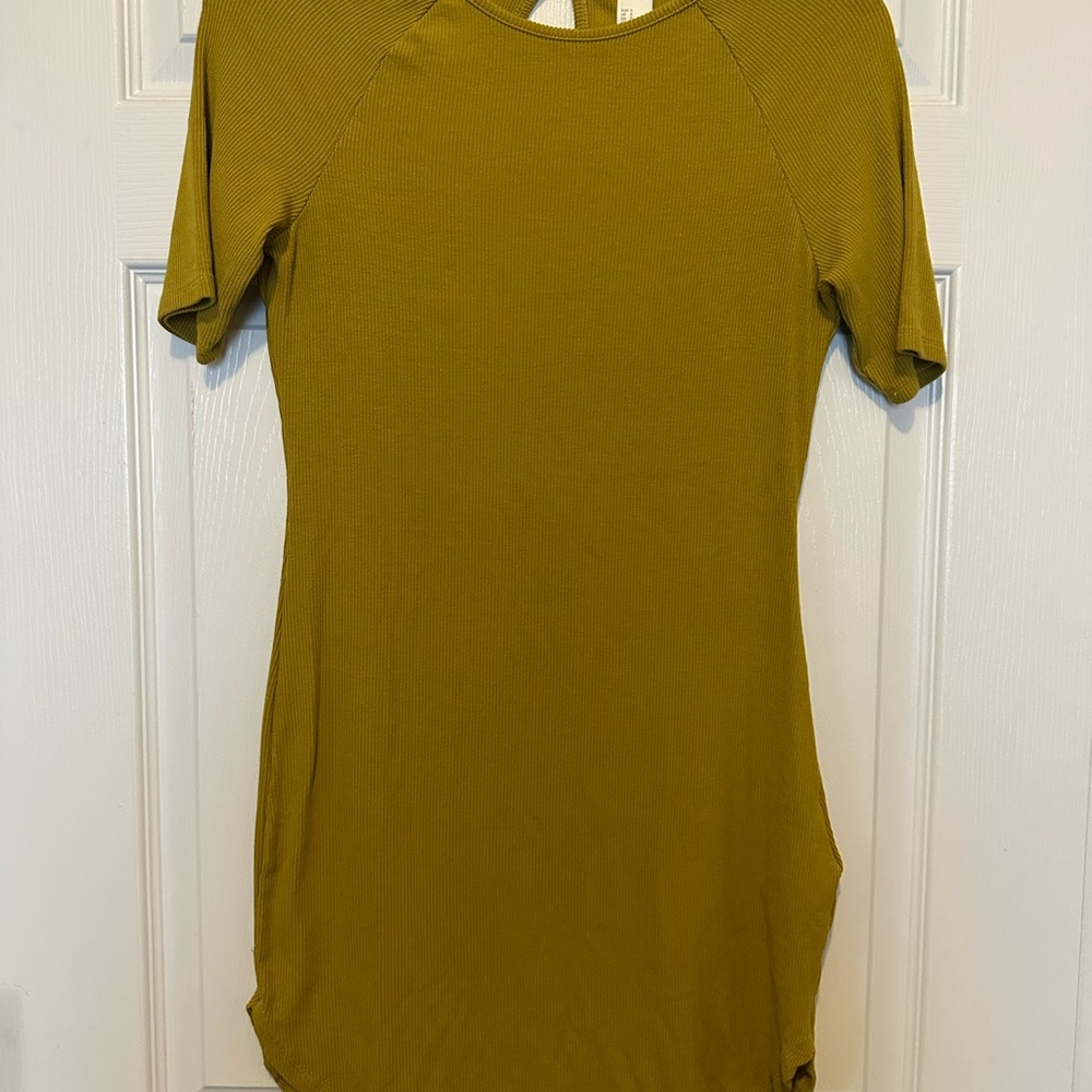 H&M Olive Green Ribbed shirt shirt dress